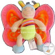 Doudou abeille rayée multicolore ailes roses oranges NICOTOY