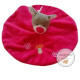 Doudou ours plat rond rouge / gris motif champignon KIABI KITCHOUN - NEUF -