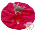 Doudou ours plat rond rouge gris motif champignon KIABI KITCHOUN - NEUF -