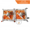 Lot de 2 doudous ours sur carré orange blanc tricot NICOTOY