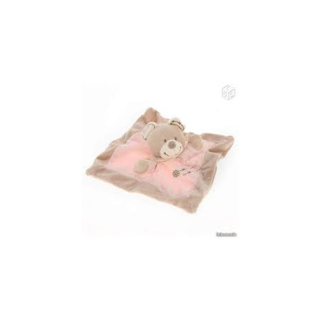 Doudou plat Minnie rose bordure pois blanc Nicotoy