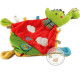 Doudou dinosaure vert mouchoir 4 noeuds rouge vert nuage oiseau NICOTOY