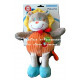 Doudou pantin peluche lion gris orange motif pomme champignon écharpe rouge MOTS D'ENFANTS