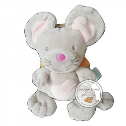 Baby Nat' doudou pantin souris grise rose longue queue