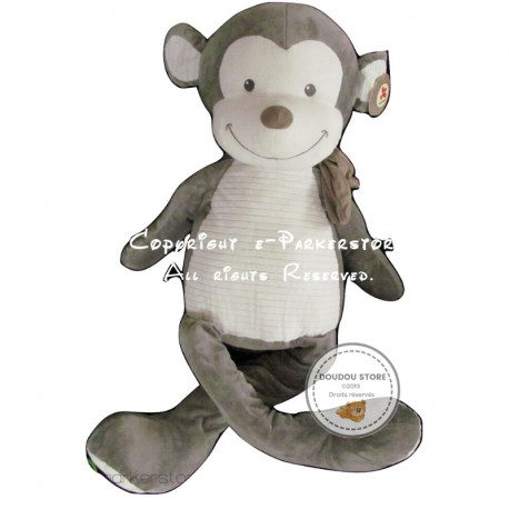 Peluche pantin singe XL 90 cm gris blanc NICOTOY