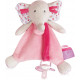 Baby Nat' doudou attache sucette éléphant Eglantine rose