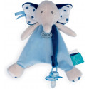 Baby Nat' doudou attache sucette éléphant Edgar bleu