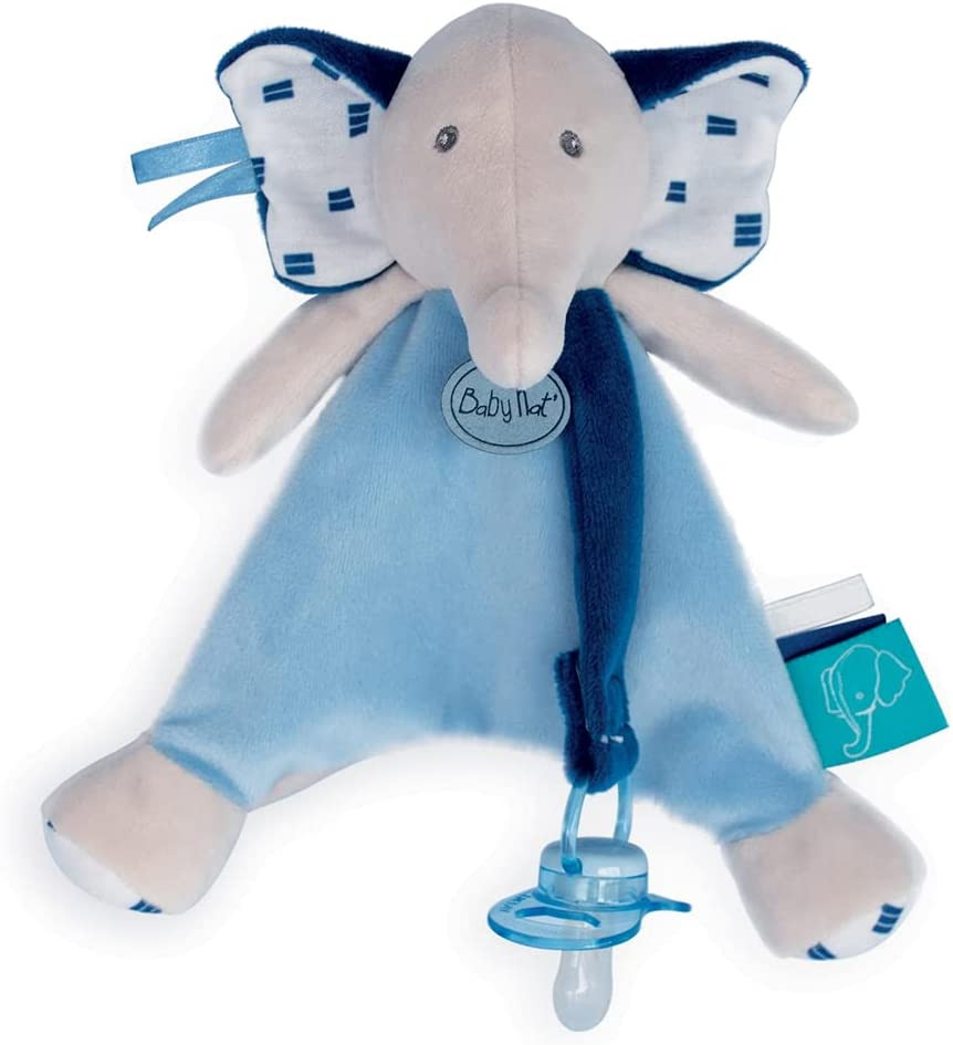 Baby Nat' doudou attache sucette éléphant Edgar bleu DOUDOU STORE