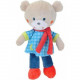 Doudou peluche pantin ours garçon gris écharpe rouge tenue bleue étoile verte NICOTOY