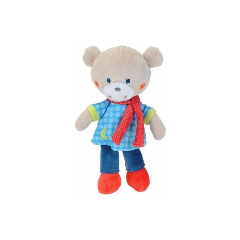 Doudou peluche pantin ours garçon gris écharpe rouge tenue bleue étoile  verte NICOTOY - DOUDOU STORE