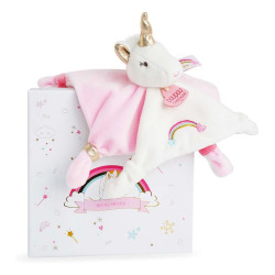 Doudou et Compagnie - Collection "Lucie La Licorne" - Doudou Rose et Or - 20 cm - 0+