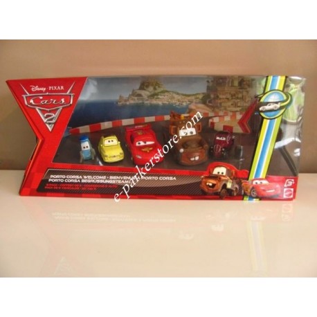 Pack 5 voitures CARS 2 bienvenue à Porto Corsa DISNEY PIXAR MATTEL - NEUF -