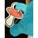 Doudou âne cheval bleu semi plat attache sucette motif oiseaux NICOTOY - NEUF -