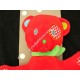 Doudou peluche pantin chien ours rouge cocard rétro NICOTOY - NEUF -